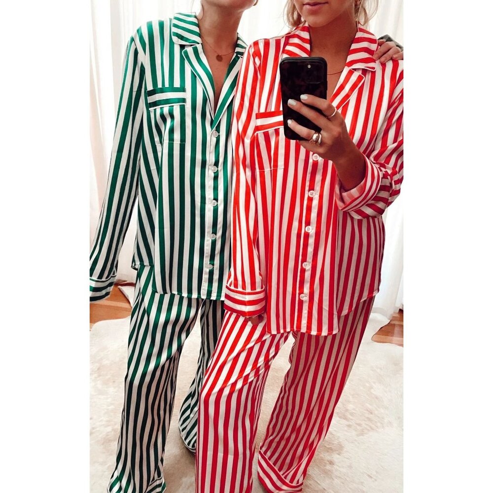Show Me Your Mumu Classic PJ Set in Peppermint Stripe Medium New Womens Pajamas - Picture 13 of 14